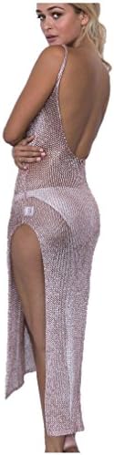 Portsur Women's Beach Dress Knitting Hollow Out Bikini Cover-up light Pink