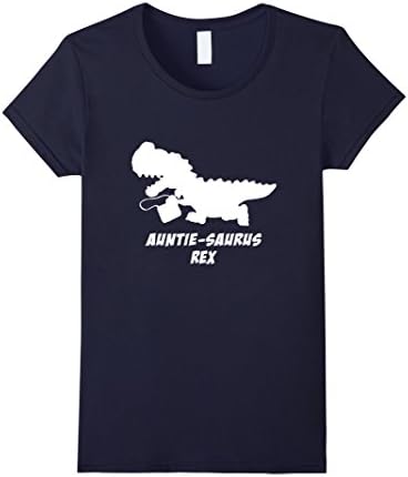 Women's Auntie Saurus Rex Funny Shirts Small Navy
