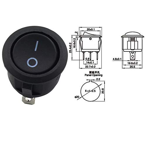 image for Magic&shell 4-Pack Round Rocker Power Switch 6A 250V AC 2 Pin 2 Positi