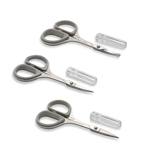 Stainless Steel Mustache Beard Facial Hair Trimming Scissor Set with Safety Cover