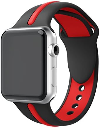 YASPARK Compatible Apple Watch Band 38mm/42mm, 40mm/44mm, Soft Silicone Strap Adjustable Replacement iWatch Bands for Apple Watch Sport, Series 4/3/2/1 (Large Size)