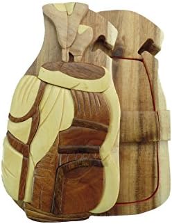 Golf Bag Golfing Tee Hand-Carved Puzzle Box with No Paints! No Stains! Hidden Felt Lined Interior That hides Jewelry, Gift Cards, or Money. No Two Will Ever be Identical!