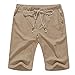 Janmid Men's Linen Casual Classic Fit Short (M, Dark Khaki)