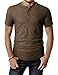 H2H Mens Stylish Fashion Casual Front Placket Basic Henley T-Shirts Brown US L/Asia XL (CMTTS0203)
