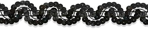 1 Inch Sequin Trim New Orleans,Black, 6 YD