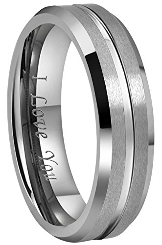 Crownal 10mm 8mm 6mm Tungsten Wedding Band Ring Engraved 