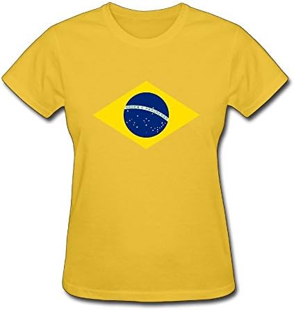 Flag Of Brazil Religion T-shirt For Women - XXL O-Neck Yellow