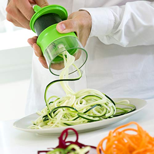 InnovaGoods - Coupe-légumes en spirale Spiru, Cuisine saine et originale, Facile à utiliser et à nettoyer, Compact et léger, ABS et Acier inoxydable, Vert, 8x8x9 cm