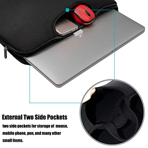 Naukay 15 inch Laptop Bag,Resistant Neoprene Laptop Sleeve with Handle/Notebook Computer Protective Case Cover/Ultrabook Briefcase Carrying Bag for 13 14 15 inch Laptop, Computer, Tablet - Black