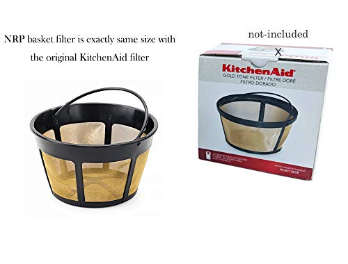 NRP Screen Basket Coffee Gold-tone Permanent Filter (Taller) Universal for Drip Coffeemaker 12cup Fits KitchenAid | Mr.coffee | Cuisinart GTF-B | Capresso & MORE
