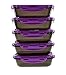 6 Pack Fitness Sure Seal Containers 20oz Black/Neon Purple Set of 5