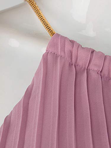 PERSUN Women's Casual Chiffon Cut Out Shoulder Pleated Party Maxi Dress (Small, Bean Paste) - Thumbnail 5