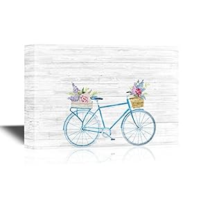 Canvas Wall Art - A Bicycle with Flowers - Gallery Wrap Modern Home Art | Ready to Hang - 12x18 inches