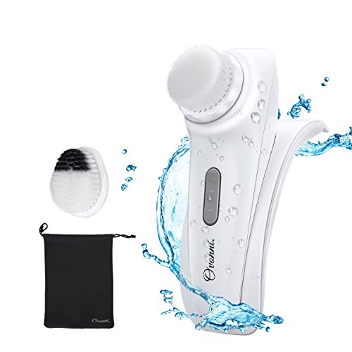 Ovonni Sonic Facial Cleansing Brush Electric Vibrating Face Skin Exfoliating IPX7 Waterproof Cleansing System for Deep Cleaning with 3 Speeds and 2 Brush Heads