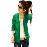 Zehui Womens Crochet Knit Candy Color Blouse Top Coat Sweater Cardigan Shirt Green