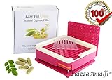 Easy to Use 100 Hole Capsule Filler Tray with Powder Block Plate & Tamper, Size 0, Color Pink by Piazza Amalfi [Upgraded Version]