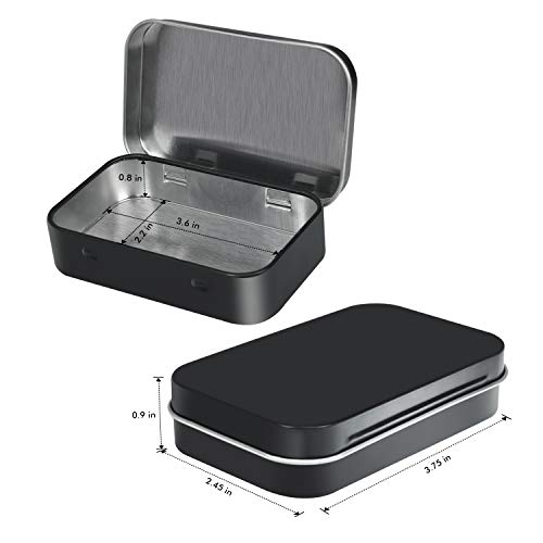 Aybloom Metal Rectangular Empty Hinged Tins - 30 Pack Black Mini Portable Box Containers Small Storage Kit & Home Organizer