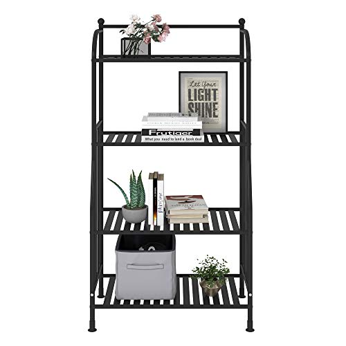 TZAMLI 4 Tier Metal Shelf Tower, Free Standing Shelving Unit Heavy Duty