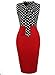 LECHEERS Women Sleeveless Bodycon Elegant Formal Business Pencil Dress Red M