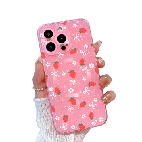 TURYXIA for iPhone 14 Pro Max Case Compatible with Magsafe Glitter Pink Cute for Women Girls Girly Bling Neon Color Shockproof Soft Magnetic Case for iPhone 14 Pro Max, Pink Strawberry at Amazon