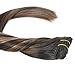Sunny Hair Clip in Hair Extensions Straight Human Hair Clip in Extensions Remy Clip in Hair Extensions Real Human Hair Extensions Clip ins Dark Brown Ombre Medium Brown Balayage 14inch