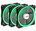 upHere Halo Ring Led 140mm case Fan 3 Pack Hydraulic Bearing Quiet Cooling case Fan for Computer Mirage Color LED Fan 3 pin with Anti Vibration Rubber Pads(Green)/14CMG3-3