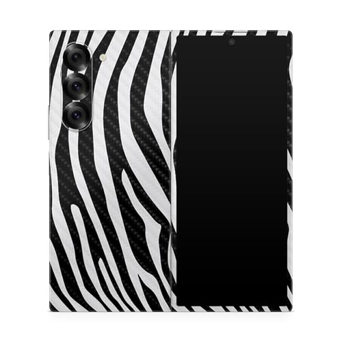 Carbon Fiber Phone Skin Compatible with Samsung Galaxy Z Fold 6 - Black Zebra -…