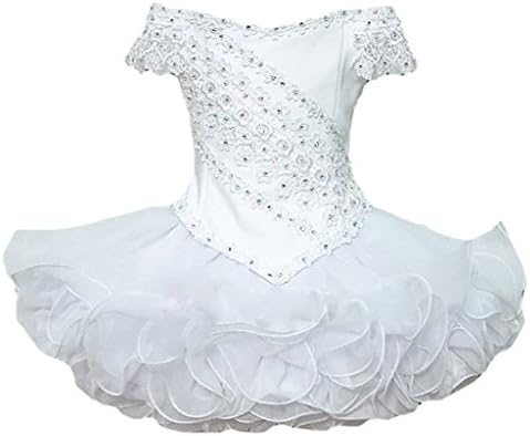 AVDA Toddler Girls' Lace Appliques Wedding Party Dressess 6M White