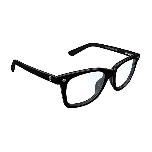 GLASSY Mikemo Premium Blue Light Blocking Glasses, Anti Eyestrain and Fatigue, Glasses for Computer and Gaming, Black Frame, Clear Lens