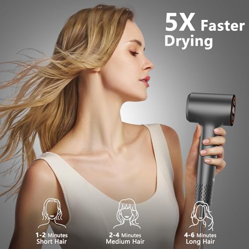 TQQ Hair Dryer, 400 Million Ion Plasma Hairdryer, Brushless Motor 110,000 RPM for Fast Drying, Professional Hair Dryer 57 dB Suitable for Travel and Home