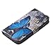 L70 Case, LG Optimus L70 Case Gift_Source [Slim Fit] Folio Leather Stand [Wallet] Shell Cover with Card Holder Compatible with LG Optimus L70 [Blue Butterfly Pattern ] ,Sent Screen Protector + Stylus Pen