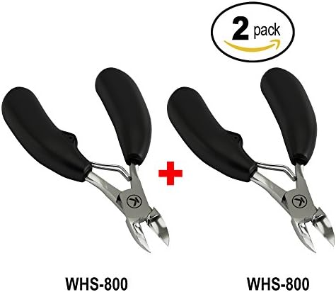 Bundle of 2 Items: Kohm WHS-800 Nail Clipper for Thick Nails, Long Jaw, Rubber Handle (2 Pack)