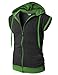 H2h Men's Active Sleeveless Hoodie Zip-up Vest - Charcoal (Asia X-Large/ US Large)