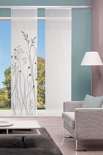 Vision S Panneau Coulissant Semi-Transparent GRASIL, Aspect Bambou, Impression numérique, côtés découpés au Laser, Couleur : Gris, Dimensions : 245 x 60 cm, Nombre : 1