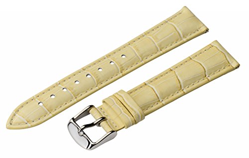 13mm 2 Piece Ss Leather Classic Croco Grain Solid Khaki Interchangeable Replacement Watch Band Strap