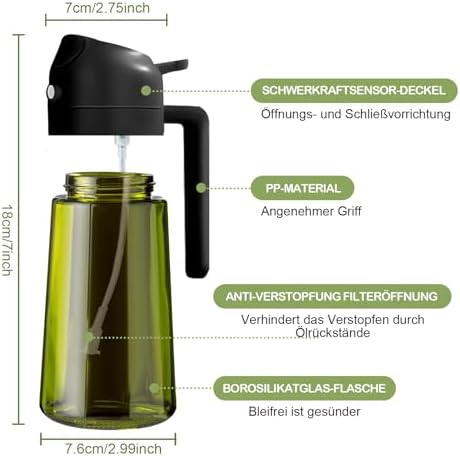 470ml lichtblockierender dunkler grüne Ölsprüher zum Kochen