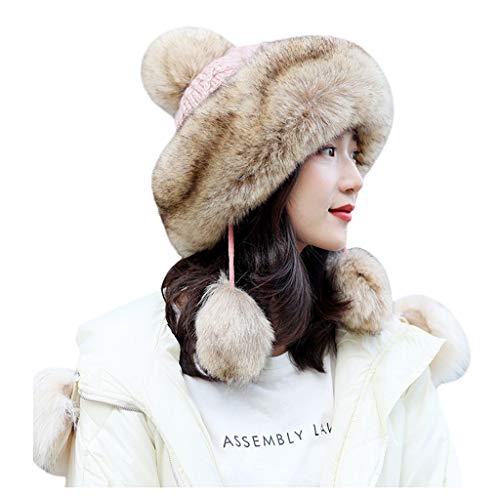 Easytoy Women's Winter Knit Beanie Hat, Women's Faux Fur Hat