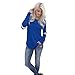 Gillberry Womens Cotton Long Sleeve Round Neck Splice Shirt Blouse Tops T Shirt (L, Blue)