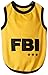 Parisian Pet Dog T-Shirt - Embroidered FBI Shirt - 100% Cotton, Breathable Dog Clothes - Sleeveless Pet Vest - Machine Washable Yellow Dog Shirts for Large Dogs - XL