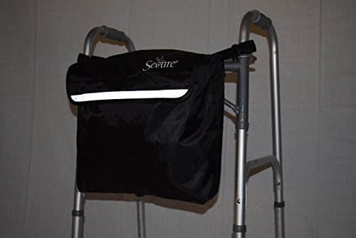 Secure WBPR-1B Mobility Storage Backpack for Wheelchairs and Walkers with Reflective Strip and Adjustable Attachment Straps - Carry Pouch Accessory Bag for Wheelchair, Scooter, Walker, Rollator