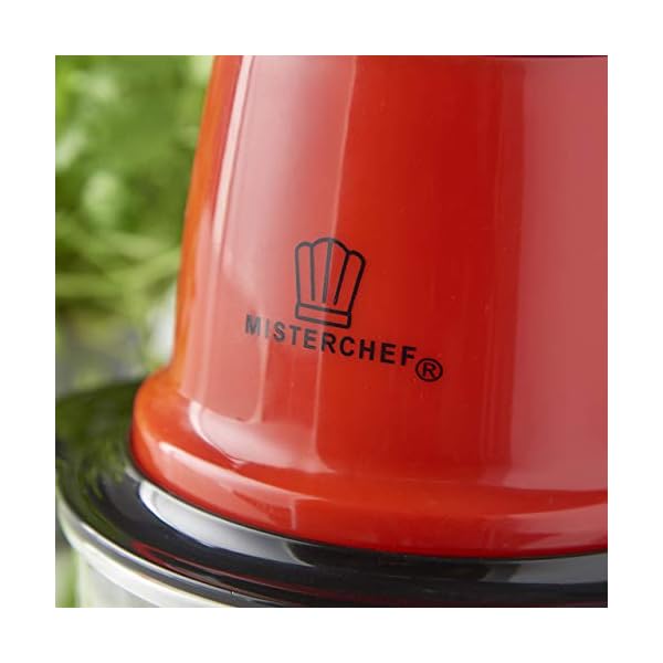 MisterChef-Red-Mini-Chopper-Mini-Food-Processor-3-bi-Level-Blades-Energy-Saver-200W-with-Turbo-15L-Food-Capacity-Glass-Bowl-2-Year-Warranty-Metallic-Red MisterChef® Red Mini Chopper Mini Food Processor 3 bi-Level Blades - Energy Saver 200W with Turbo - 1.5L Food Capacity…