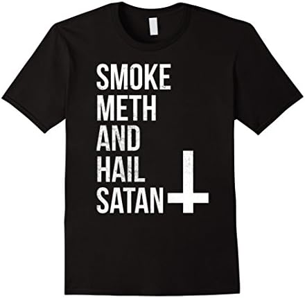 Mens Smoke Meth Hail Satan T Shirt Funny Religious Spoof 3XL Black