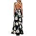 CHUIZI Women's Sexy Halter Neck Floral Print Backless Split Beach Maxi Dress