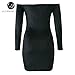 Lily Rosie Girl Women's Solid Off Shoulder Mini Sexy Club Party Bodycon Dress (Small, Black)