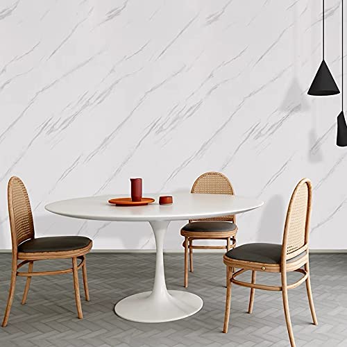 Glossy Marble Paper Granite Gray/White Wallpaper Peel and Stick