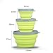Collapsible Prep/Storage Bowls with Lids - Set of 3 Collapsible Silicone Bowl for Camping - Food-grade & Space-Saving (Set of 3 size, Light Green)