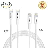 Bestfy(TM)4Pack 2PCS 3FT+2PCS 6FT Extra Long 8pin to USB Sync Data and Charging Cable Cord Wire for iPhone 6/6 Plus/6s/6s Plus, iPhone 5 5c 5s, iPad 4 Mini Air iPod Nano 7 iPod Touch 5(White)