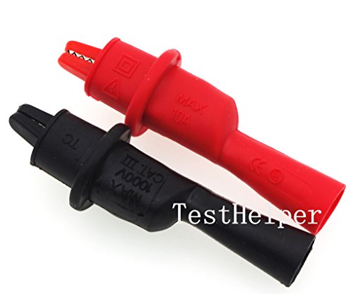 TestHelper AC15 Insulated Test Probe Push On Alligator Clips Crocodile Clamps for Test Leads