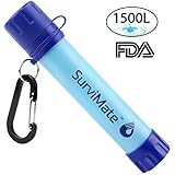 SurviMate Portable Water Filter Straw Survival Kit Emergency Camping 2-Stage Integrated Camping Hiking Travel Water Filter (Short)