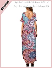 Manga corta de mujer de corte holgado Vestidos largos largos de playa casual con bolsillos con bolsillos